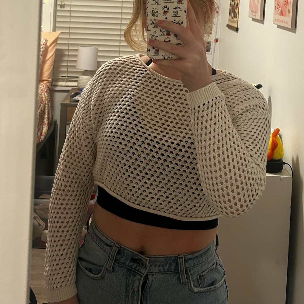 Garage Cream Crochet Sweater